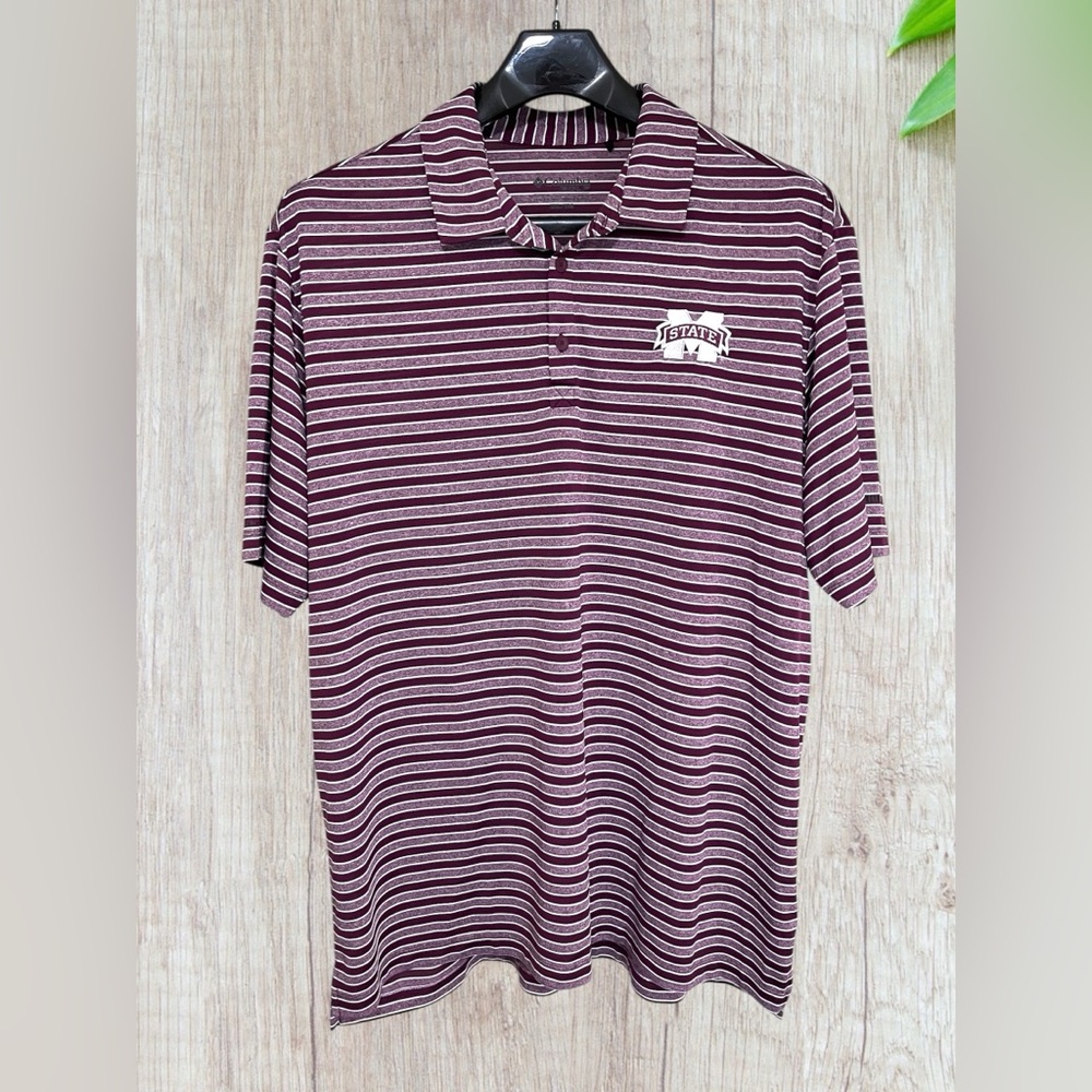 Columbia Golf Men’s XXL Maroon and White Striped Polo. MS State Embroidery. - Picture 1 of 11